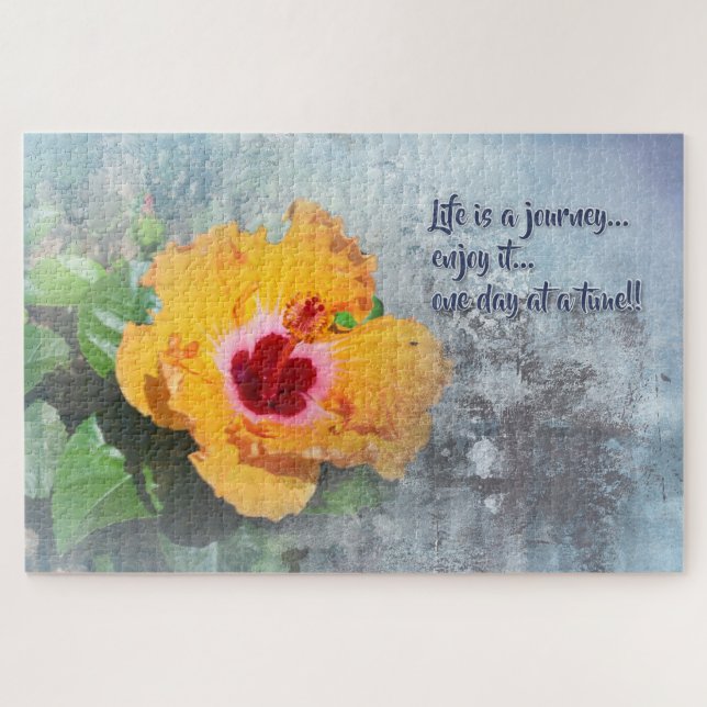 Puzzle la vie est un voyage avec affiche hibiscus (Horizontal)