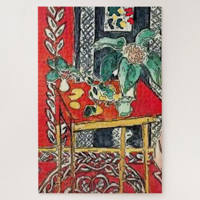 Puzzle La vie morte rouge avec des fleurs (Vertical)