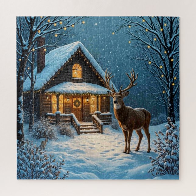 Puzzle La visite de Noël enneigée de Big Buck (Vertical)