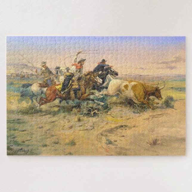 Puzzle L'abandonneur de troupeau C M Russell 1897 (Horizontal)