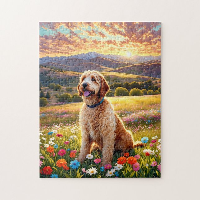 Puzzle Labradoodle dog (Vertical)