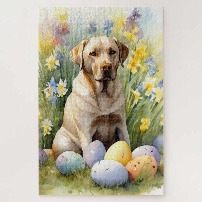 Puzzle Labrador avec oeufs de Pâques (Vertical)