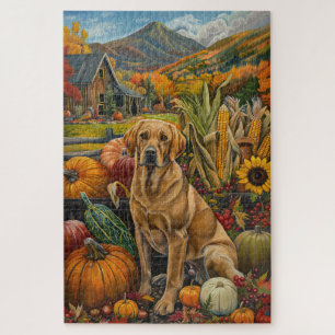 Puzzle Labrador Chien Moisson d'automne Thankgiving