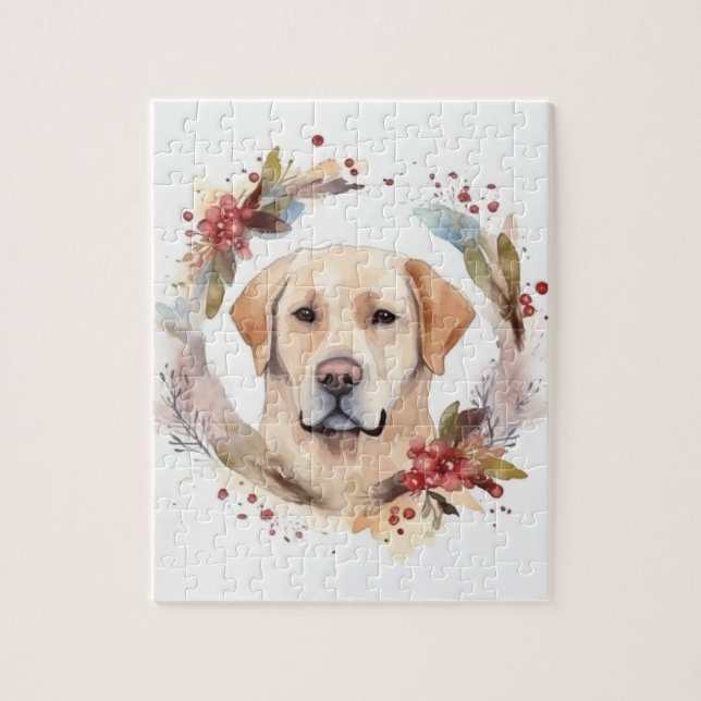 Puzzle Labrador Christmas Wreath Festive Pup (Vertical)