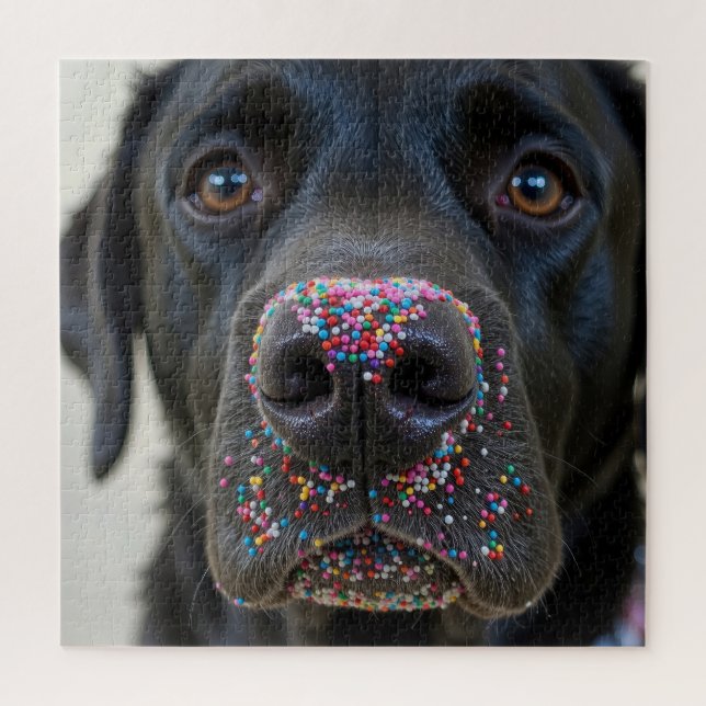 Puzzle Labrador noir avec des vermicelles (Vertical)