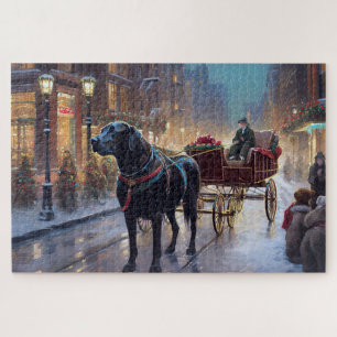Puzzle Labrador noir Saison festive de Noël