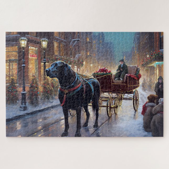 Puzzle Labrador noir Saison festive de Noël (Horizontal)
