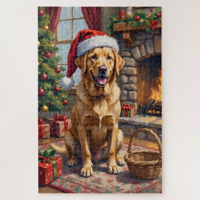 Puzzle Labrador Retriever Chien Noël Classique de Famille (Vertical)