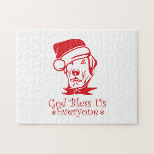 Puzzle Labrador retriever dog wearing Santa Claus