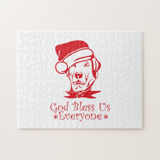 Puzzle Labrador retriever dog wearing Santa Claus (Horizontal)