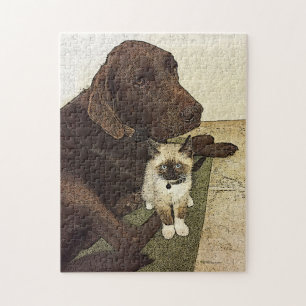 Puzzle Labrador Retriever Kitten Buddy Best Friends