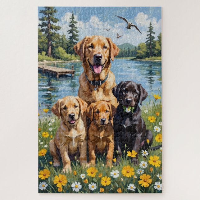 Puzzle Labrador Retriever Lac de Prairie Art (Vertical)