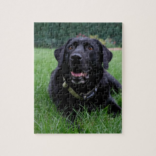 Puzzle Labrador retriever noir personnalisable (Vertical)