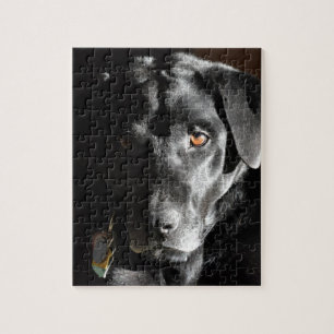 Puzzle Labrador retriever noir personnalisable
