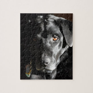 Puzzle Labrador retriever noir personnalisable