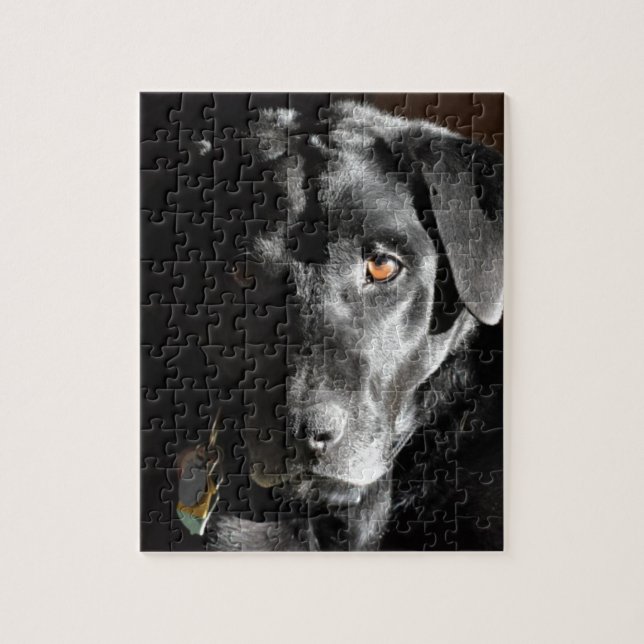 Puzzle Labrador retriever noir personnalisable (Vertical)
