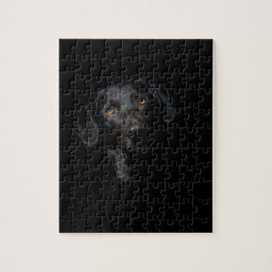 Puzzle Labrador retriever noir personnalisable