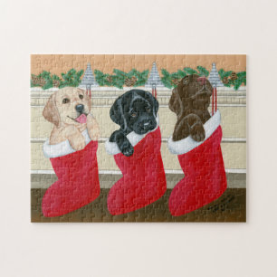 Puzzle Labrador Retriever Puppies peinture de Noël
