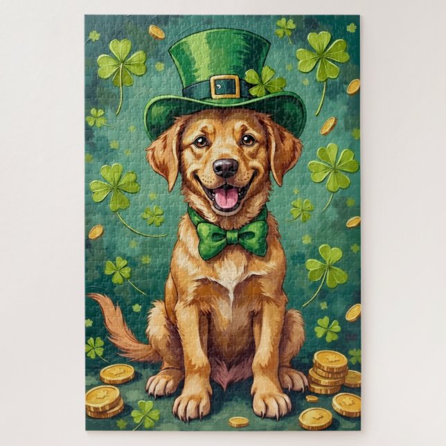 Puzzle Labrador Retriever St Patrick’s Day Lucky Dog (Vertical)