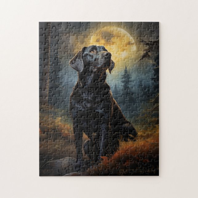 Puzzle Labrador retriever sur une nuit illuminée par la l (Vertical)