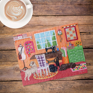 Puzzle Labradors dans la salle de couture de maman