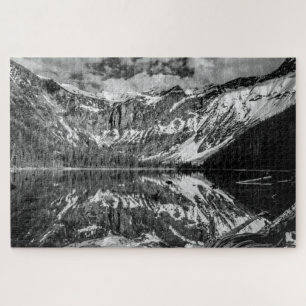 Puzzle Lac Avalanche noir et blanc