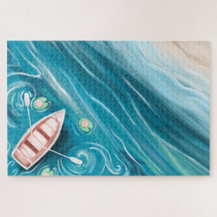 Puzzle Lac Avec Baleines Et Pads À L'Huile