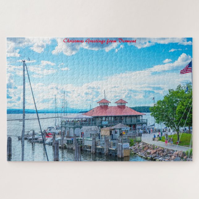 Puzzle Lac Champlain  Vermont.Joyeux Noël (Horizontal)