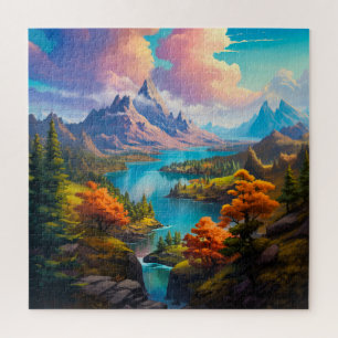 Puzzle Lac d'automne - Quatre saisons Illustration