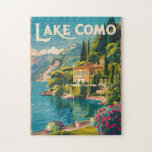 Puzzle Lac de Côme - Art de Voyage peint Vintage<br><div class="desc">Le design d'art peint du lac de Côme. Le lac de Côme,  situé dans la région de Lombardie,  dans le nord de l'Italie,  est une station balnéaire haut de gamme connue pour ses paysages spectaculaires,  située au pied des Alpes.</div>