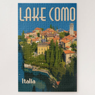 Puzzle Lac de Côme, Italie | Affiche de voyage rétro ital