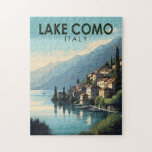 Puzzle Lac de Côme Italie Travel Art Vintage<br><div class="desc">Design vectoriel du lac de Côme. Le lac de Côme,  situé dans la région de Lombardie,  dans le nord de l'Italie,  est une station balnéaire haut de gamme connue pour ses paysages spectaculaires,  située au pied des Alpes.</div>