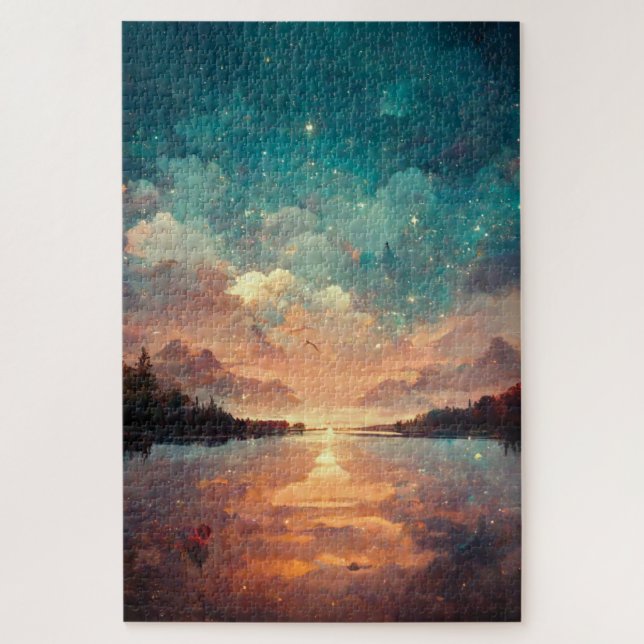 Puzzle Lac Dreamlike et Sunset | Landscape (Vertical)