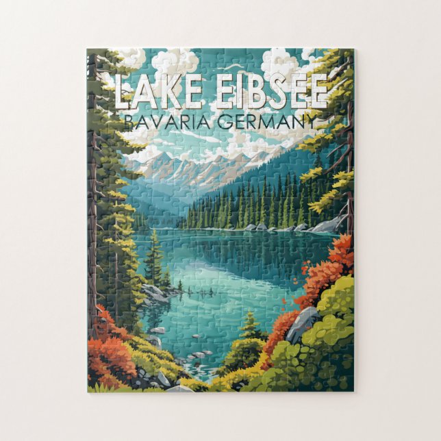Puzzle Lac Eibsee Allemagne Travel Art Vintage (Vertical)