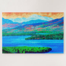 Puzzle lac et paysage de montagne