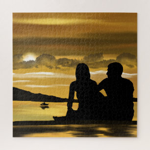 Puzzle Lac Sunset - Amour romantique - Couple -