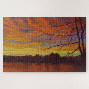 Puzzle Lac Sunset Impressionniste Peinture à l'huile
