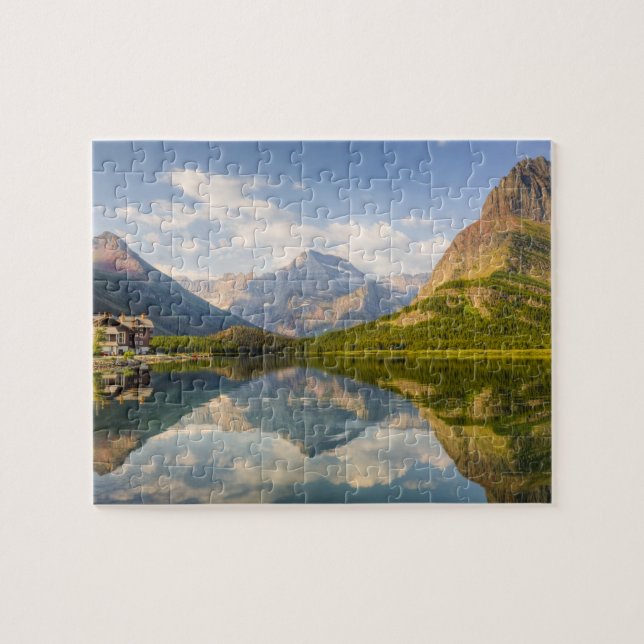 Puzzle Lac Swiftcurrent avec l'hôtel Many Glacier et (Horizontal)