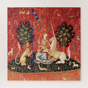Puzzle LADY AND UNICORN, Lion, Fleurs, Animaux