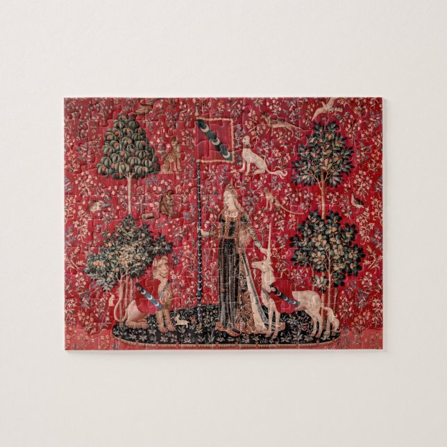 Puzzle Lady and Unicorn Medieval Tapestry Touch (Horizontal)