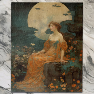 Puzzle Lady by Moonlight, Art Nouveau élégant