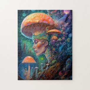 Puzzle Lady Et Champignons Surreal Imaginaire Art