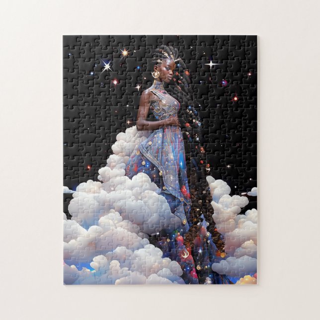 Puzzle Lady In Clouds Art Africain Américain (Vertical)