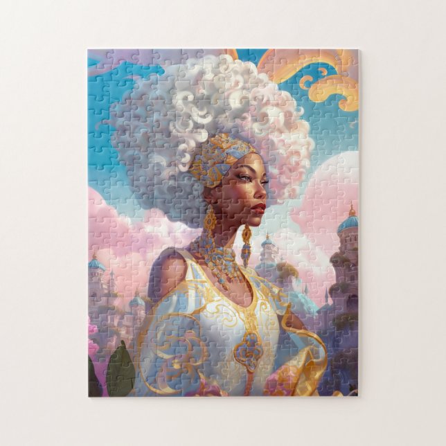Puzzle Lady In Surreal World Art Africain Américain (Vertical)