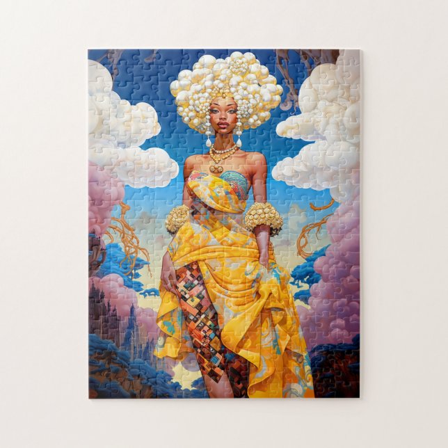 Puzzle Lady In Surreal World Art Africain Américain (Vertical)