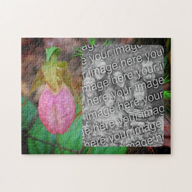 Puzzle Lady Slipper Orchid Frame Ajouter Votre Photo (Horizontal)