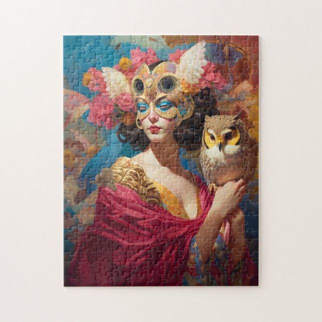 Puzzle Lady With Owl Imaginaire Art (Vertical)