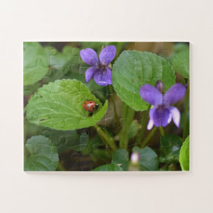 Puzzle Ladybug sur les fleurs de violet doux