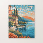 Puzzle Lago di Como Italia Travel Art Vintage<br><div class="desc">Design vectoriel du lac de Côme. Le lac de Côme,  situé dans la région de Lombardie,  dans le nord de l'Italie,  est une station balnéaire haut de gamme connue pour ses paysages spectaculaires,  située au pied des Alpes.</div>