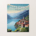 Puzzle Lago di Scanno Italia Travel Art Vintage<br><div class="desc">Design vectoriel Lago di Scanno. Le Lago di Scanno est un lac situé dans la région italienne des Abruzzes. Il est le plus grand lac naturel des Abruzzes et se trouve dans la province de L'Aquila.</div>